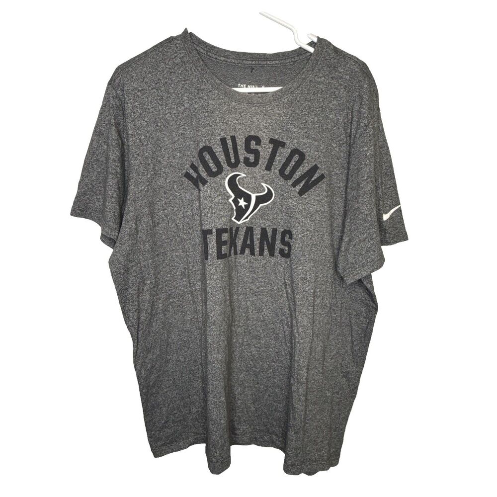 Nike Houston Texans Mens XXL Gray Spell Out Graphic T Shirt NFL Football Tee 2XL